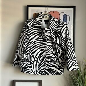 Rafaella Black and White Zebra Print Button Jacket